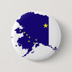 Chapa Redonda De 5 Cm Mapa de la bandera de Alaska