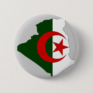 Chapa Redonda De 5 Cm Mapa de la bandera de Argelia