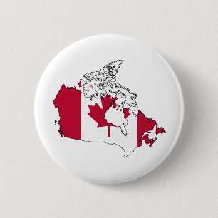 Chapa Redonda De 5 Cm Mapa de la bandera de Canadá del mismo tamaño