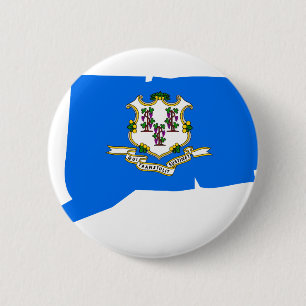 Chapa Redonda De 5 Cm Mapa de la bandera de Connecticut