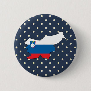 Chapa Redonda De 5 Cm mapa de la bandera de Eslovenia en lunares