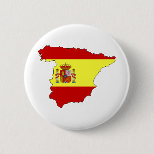 Chapa Redonda De 5 Cm Mapa de la bandera de España del mismo tamaño