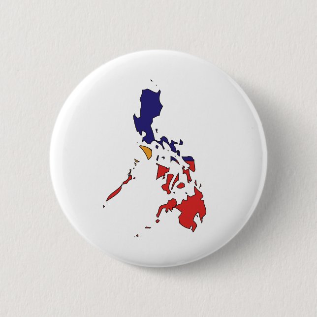 Chapa Redonda De 5 Cm Mapa de la bandera de Filipinas del mismo tamaño (Anverso)