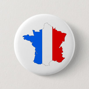 Chapa Redonda De 5 Cm Mapa de la bandera de Francia del mismo tamaño