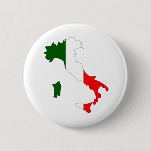 Chapa Redonda De 5 Cm Mapa de la bandera de Italia del mismo tamaño
