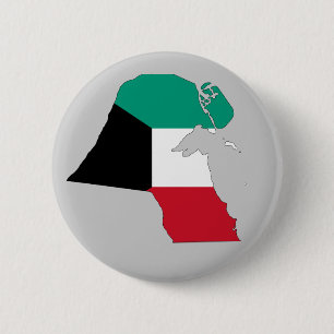 Chapa Redonda De 5 Cm Mapa de la bandera de Kuwait