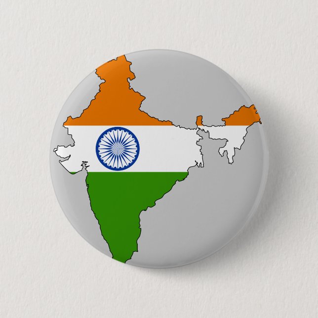 Chapa Redonda De 5 Cm Mapa de la bandera de la India (Anverso)