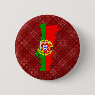 Chapa Redonda De 5 Cm Mapa de la bandera de Portugal del mismo tamaño
