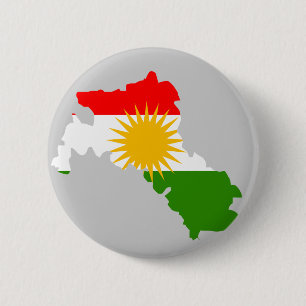 Chapa Redonda De 5 Cm Mapa de la bandera del Kurdistan