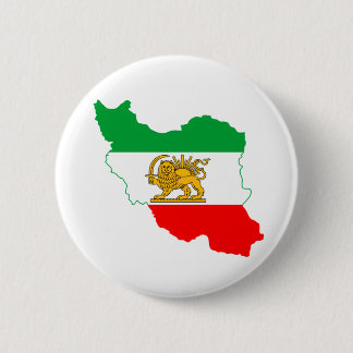 Chapa Redonda De 5 Cm Mapa de la bandera iraní con logo de león