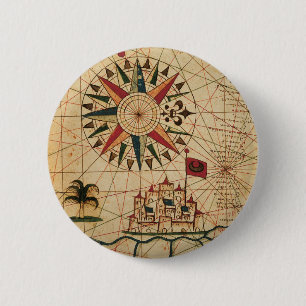 Chapa Redonda De 5 Cm Mapa de la carta el   de Portolan de El Cairo,