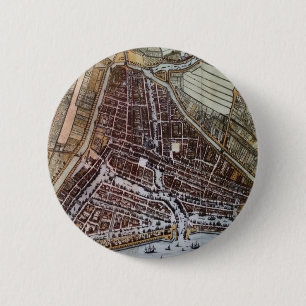 Chapa Redonda De 5 Cm Mapa de la ciudad de Réplica de Rotterdam 1652