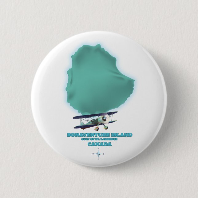 Chapa Redonda De 5 Cm Mapa de la isla de Bonaventure Canadá (Anverso)