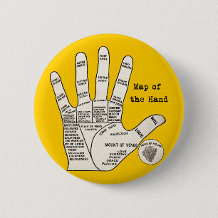 Chapa Redonda De 5 Cm Mapa de la mano de quiromancia vintage