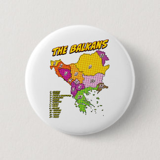 Chapa Redonda De 5 Cm Mapa de los Balcanes ilustrado con arte pop