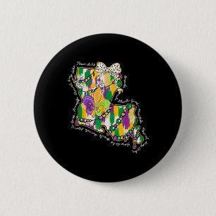 Chapa Redonda De 5 Cm Mapa de Louisiana Mardi Gras Coquette Bow Fat Tu