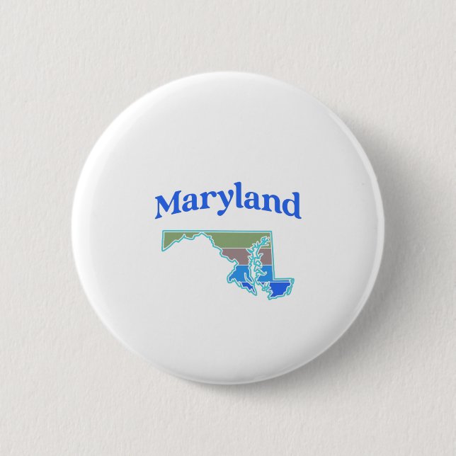 Chapa Redonda De 5 Cm Mapa de Maryland (Anverso)