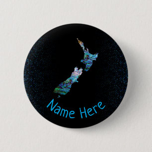 CHAPA REDONDA DE 5 CM MAPA DE NUEVA ZELANDIA PERSONALIZADO PAUA