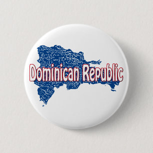Chapa Redonda De 5 Cm Mapa de República Dominicana