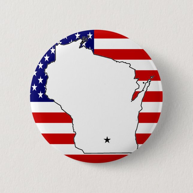 CHAPA REDONDA DE 5 CM MAPA DE WISCONSIN (Anverso)