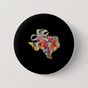 Chapa Redonda De 5 Cm Mapa del estado de Texas femenino con lazo coquett