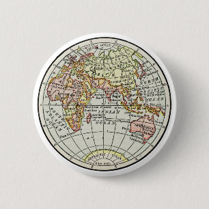 Chapa Redonda De 5 Cm Mapa del hemisferio oriental Globo Viaje Arte