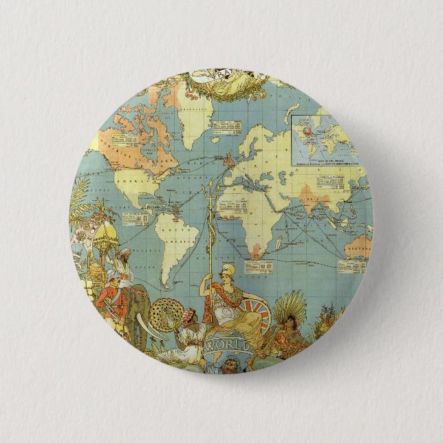 Chapa Redonda De 5 Cm Mapa del mundo antiguo del imperio británico, 1886 (Anverso)