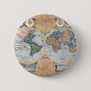 Chapa Redonda De 5 Cm Mapa del mundo antiguo fresco