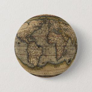 Chapa Redonda De 5 Cm Mapa del mundo de Ortelius