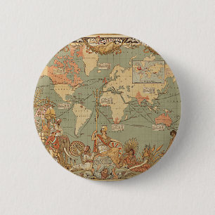Chapa Redonda De 5 Cm Mapa del mundo victoriano del Imperio Británico