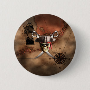 Chapa Redonda De 5 Cm Mapa del pirata