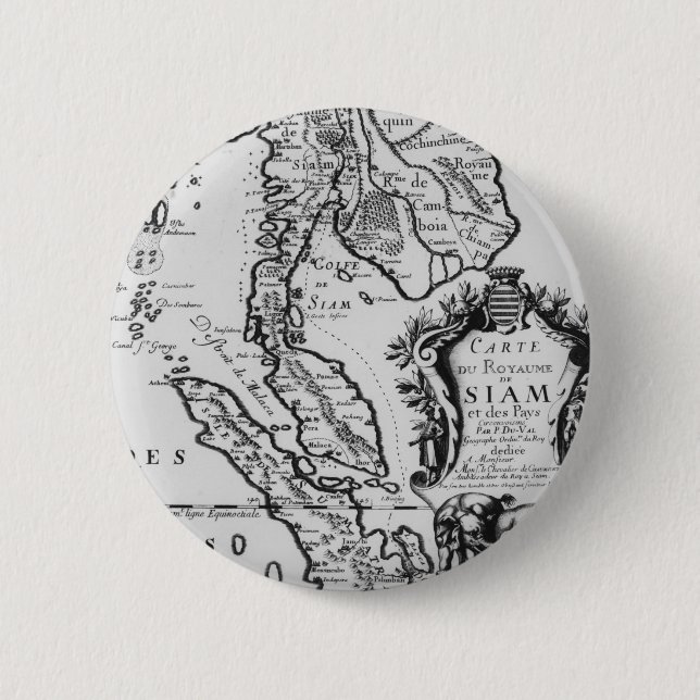 Chapa Redonda De 5 Cm Mapa del Reino de Tailandia (Anverso)