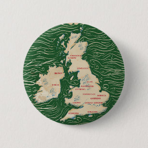 Chapa Redonda De 5 Cm Mapa del Reino Unido Póster vintage verde