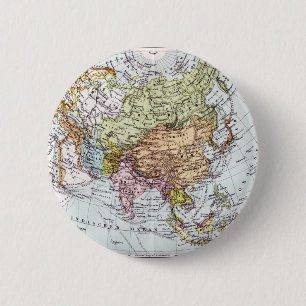 Chapa Redonda De 5 Cm Mapa del siglo XIX de Asia