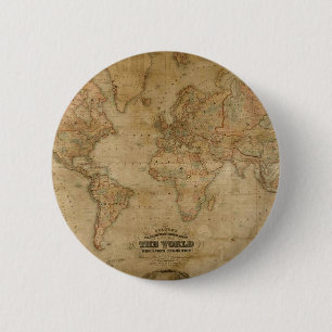 Chapa Redonda De 5 Cm Mapa del viejo mundo antiguo en un alfiler