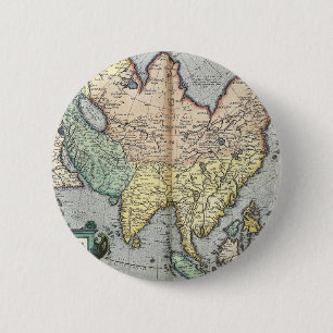 Chapa Redonda De 5 Cm Mapa del vintage de Asia el 1592