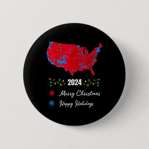 Chapa Redonda De 5 Cm Mapa electoral de 2024 Feliz Navidad Trump Nuevo P