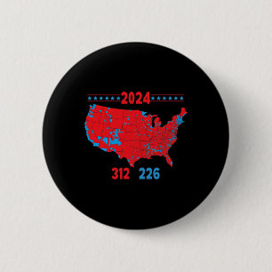 Chapa Redonda De 5 Cm Mapa electoral de 2024 Trump 312 Red 2024
