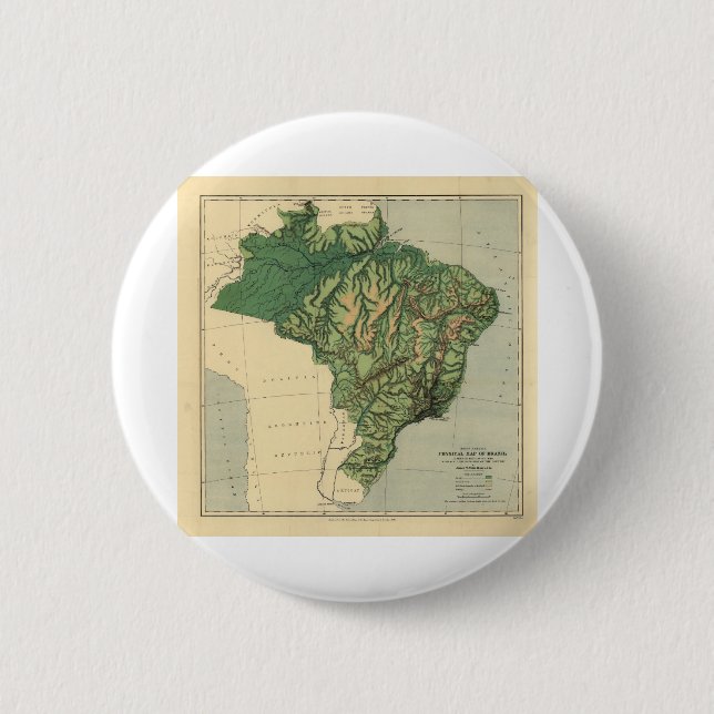 Chapa Redonda De 5 Cm mapa físico de brasil (Anverso)