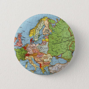Chapa Redonda De 5 Cm Mapa general del siglo XX de la Vieja Europa