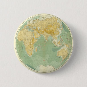 Chapa Redonda De 5 Cm Mapa Mundial del Océano Índico, Europa, Asia y Áfr