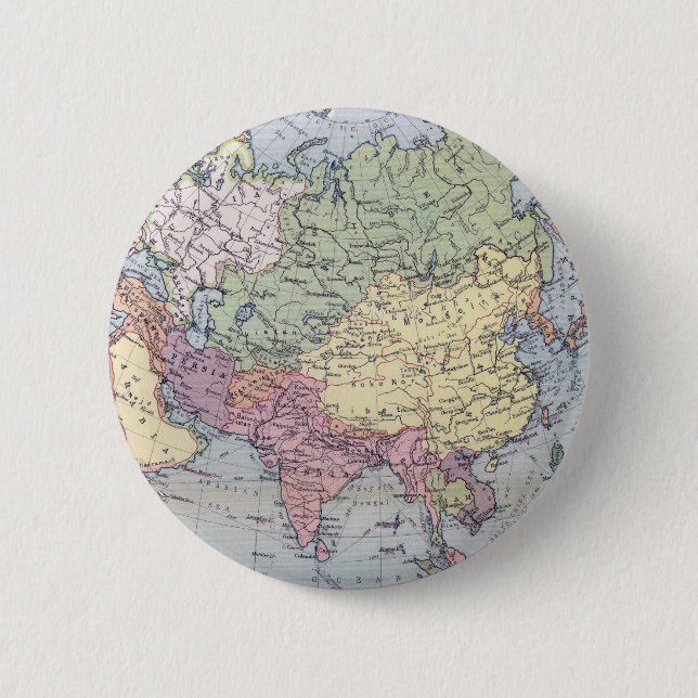 Chapa Redonda De 5 Cm Mapa político el | Asia (Anverso)