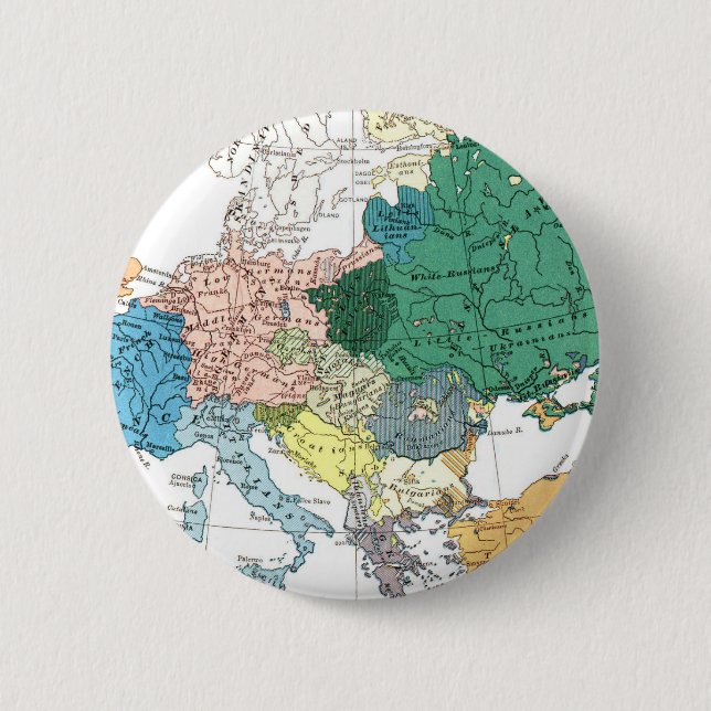 Chapa Redonda De 5 Cm Mapa racial de Europa (Anverso)
