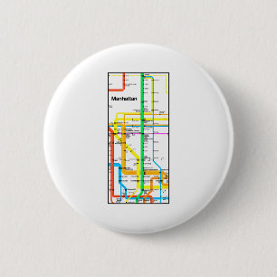 Chapa Redonda De 5 Cm Mapa Retro del Metro de Manhattan Nueva York Nyc T