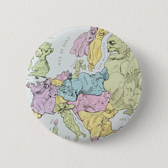 Chapa Redonda De 5 Cm Mapa satírico de Europa el | 1871 (Anverso)