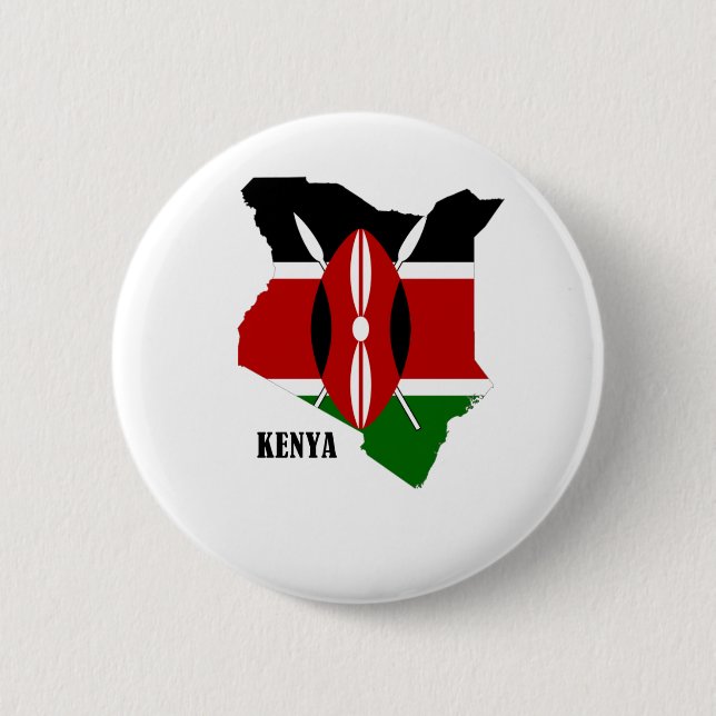Chapa Redonda De 5 Cm Mapa y bandera del Kenyan (Anverso)
