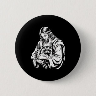 Chapa Redonda De 5 Cm Mapache de basura Jesús Mapache Mapache destrozado