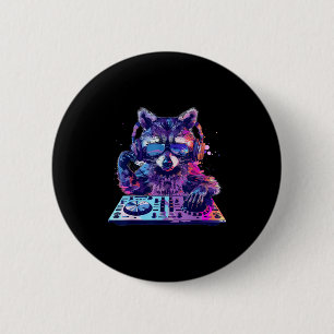 Chapa Redonda De 5 Cm Mapache Dj Edm Techno House Música Animal Divertid