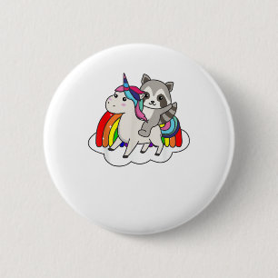 Chapa Redonda De 5 Cm Mapache En Animales De Arcoiris De Unicornio Unico