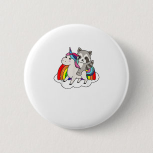 Chapa Redonda De 5 Cm Mapache En Animales De Arcoiris De Unicornio Unico